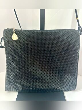 Whiting & Davis Black Metal Mesh Evening Bag 1980’s Vintage Retro Glam EUC Disco